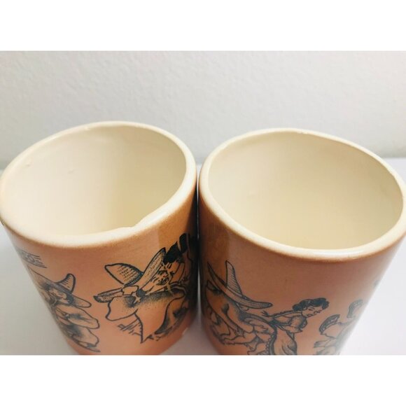 Vintage Senor Pico Naughty Pottery Mugs Trader Vics Restaurant 1971 Pair Cups - Picture 10 of 11